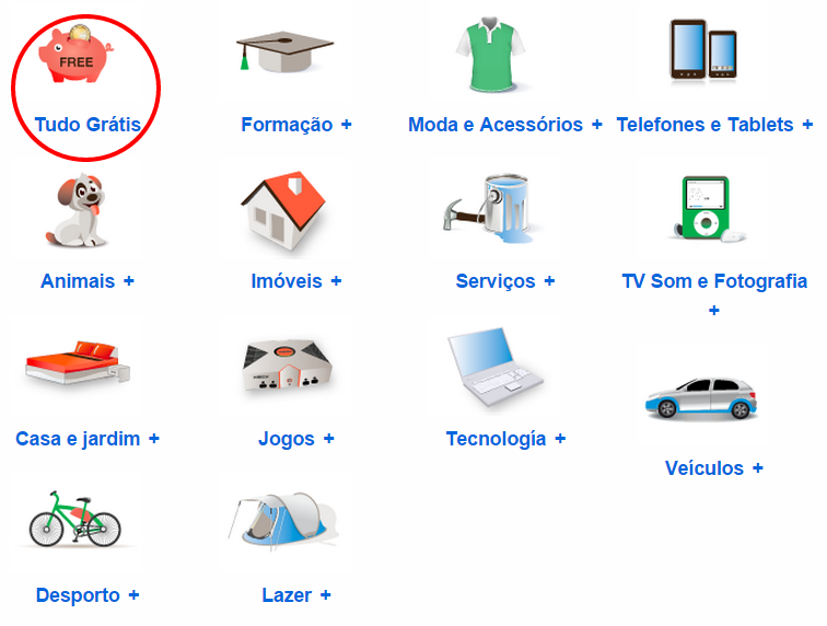 categoria tudo grátis Clasf